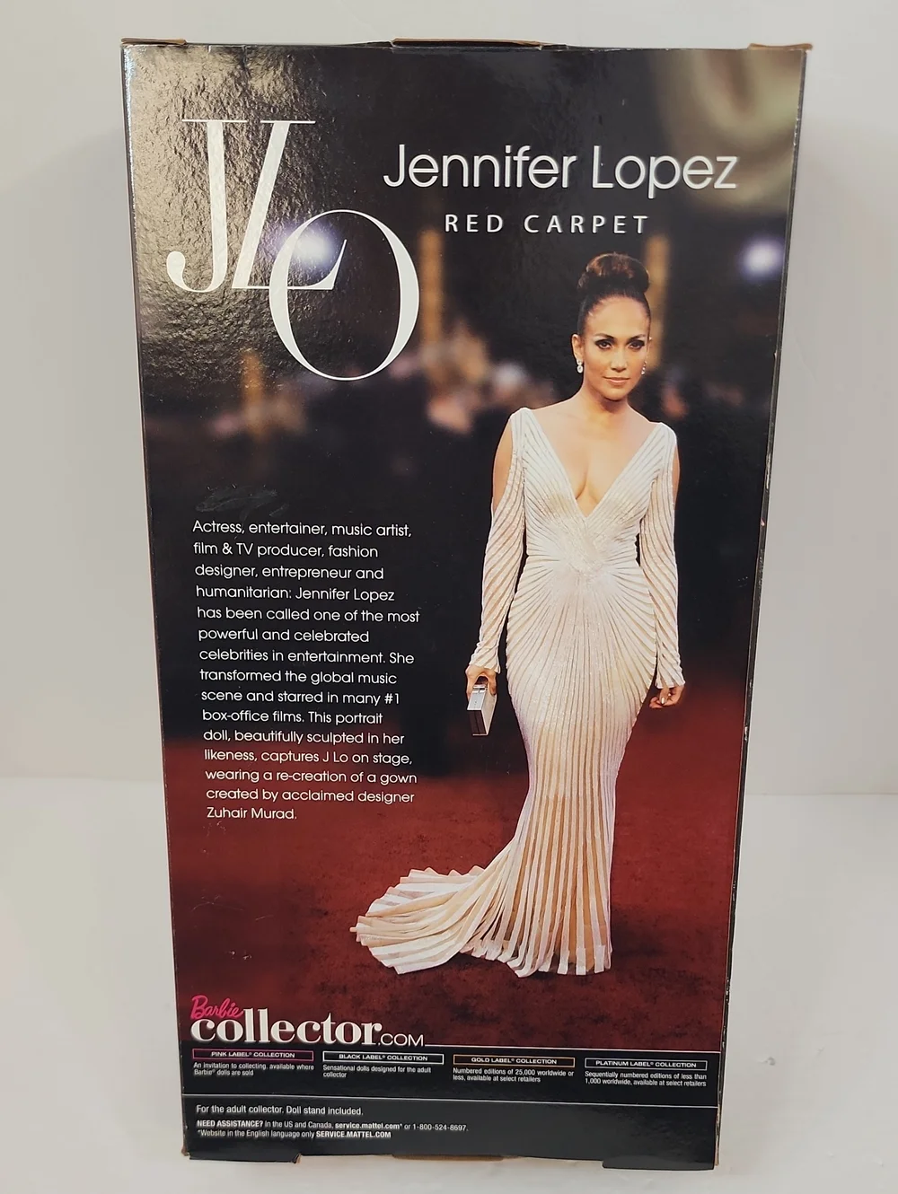 Jennifer Lopez Barbie Red Carpet Doll JLo Mattel Black Label Collector 2013 NRFB